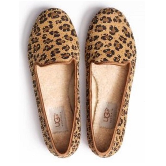 UGG Alloway Leopard Suede Flats With Lining 5 - Picture 1 of 10